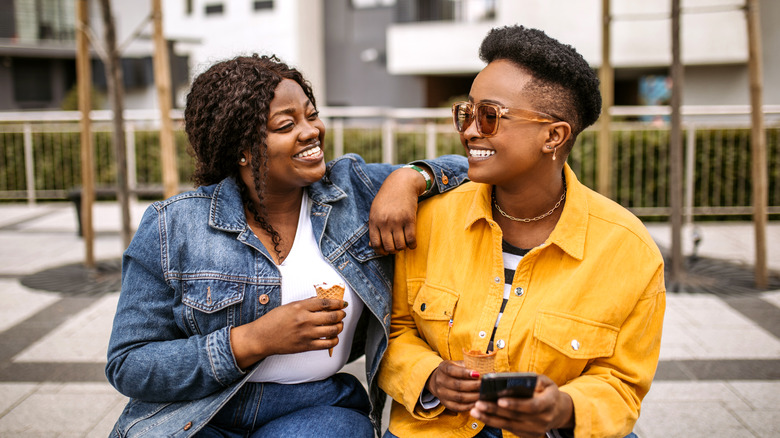 two people having fun on date