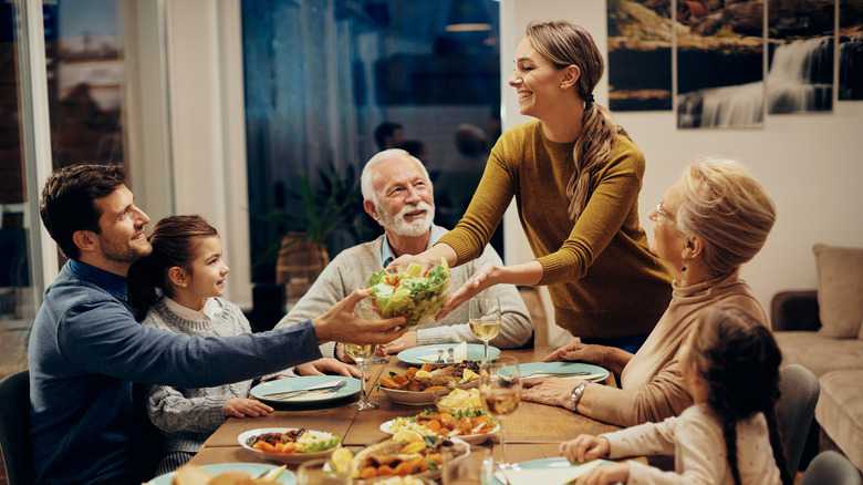 Family eating dinner