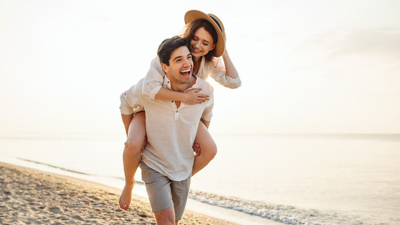 happy couple on a beach