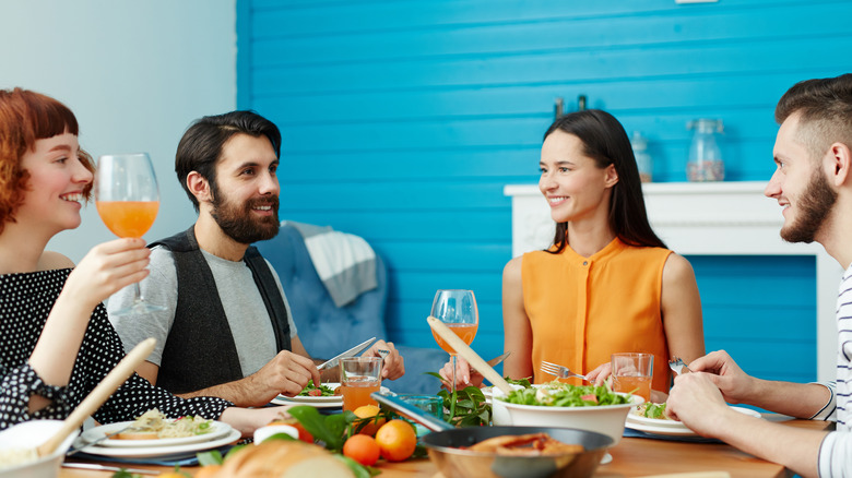 group of friends having dinner