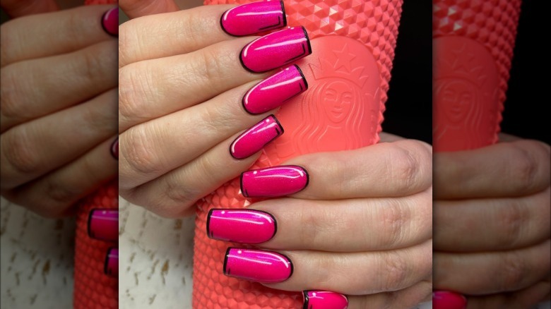 Hot pink pop art nails