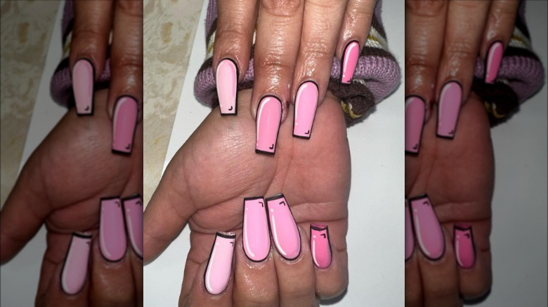 Ombre pink pop art nails