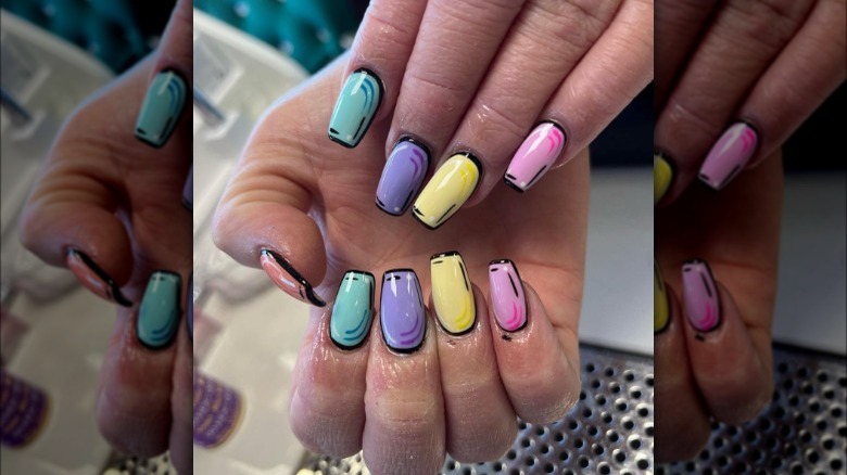 Pastel pop art nails