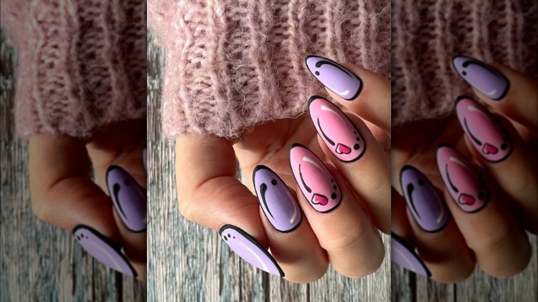 Pink and purple pop art nails