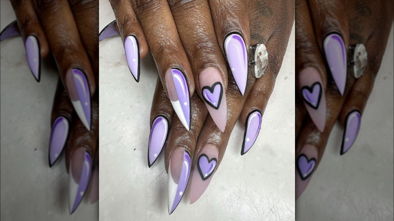 Pointy purple pop art nails