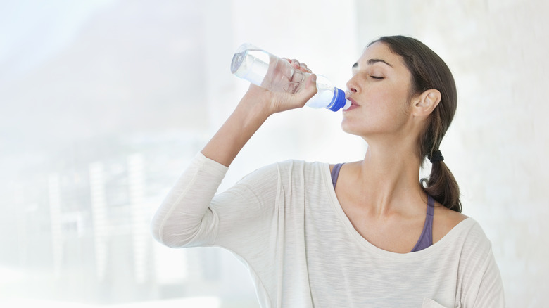 woman drinking water