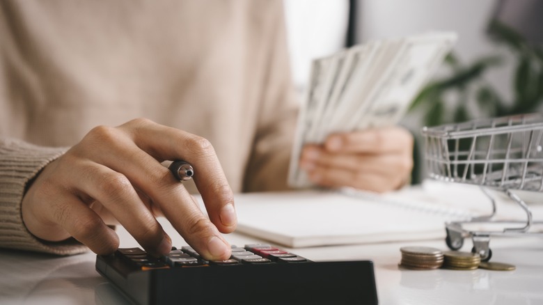 woman counting her money