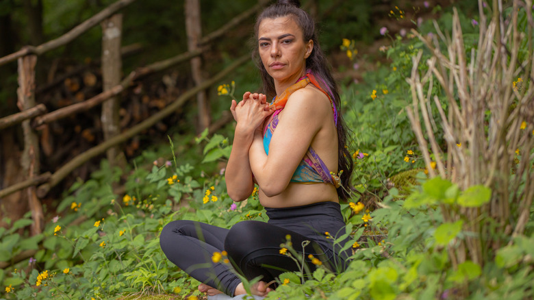 Woman practicing hatha yoga