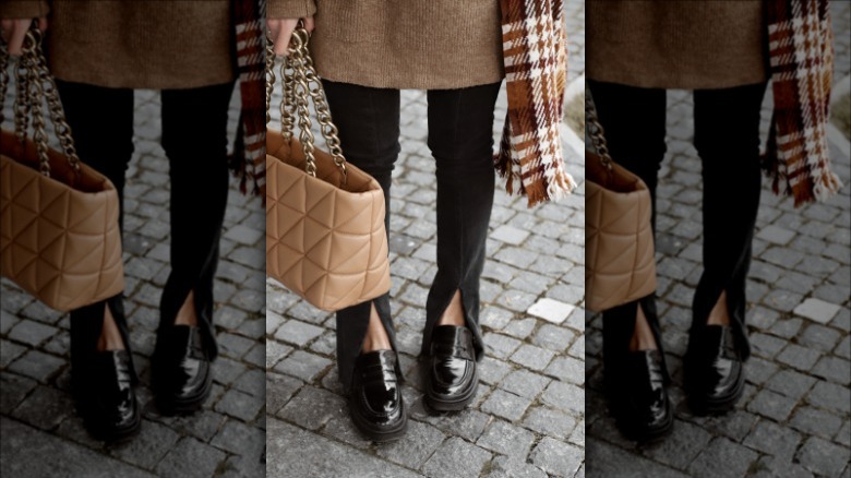 Shiny black loafers