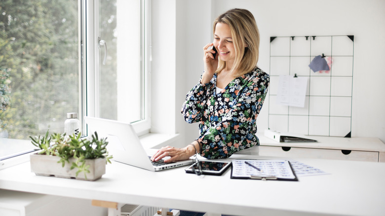 Woman standing at work