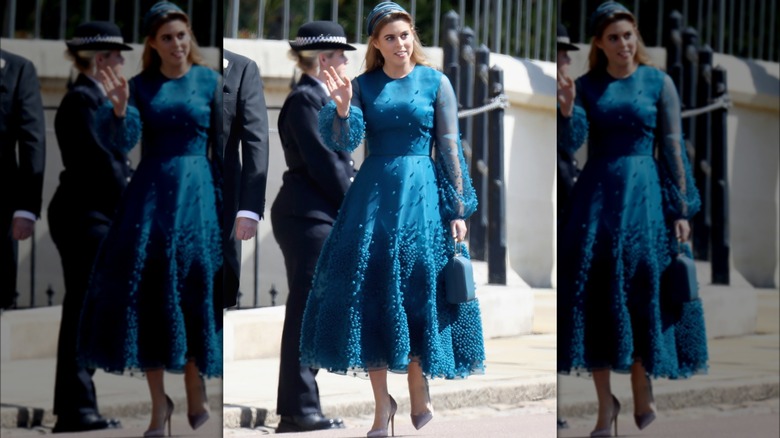 Princess Beatrice wearing a blue dress