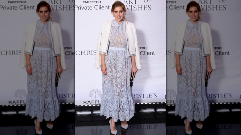 Princess Beatrice wearing a lace dress