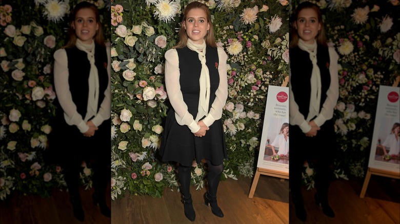 Princess Beatrice wearing a white scarf