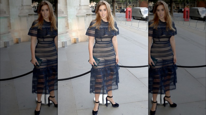 Princess Beatrice wearing a sheer dress