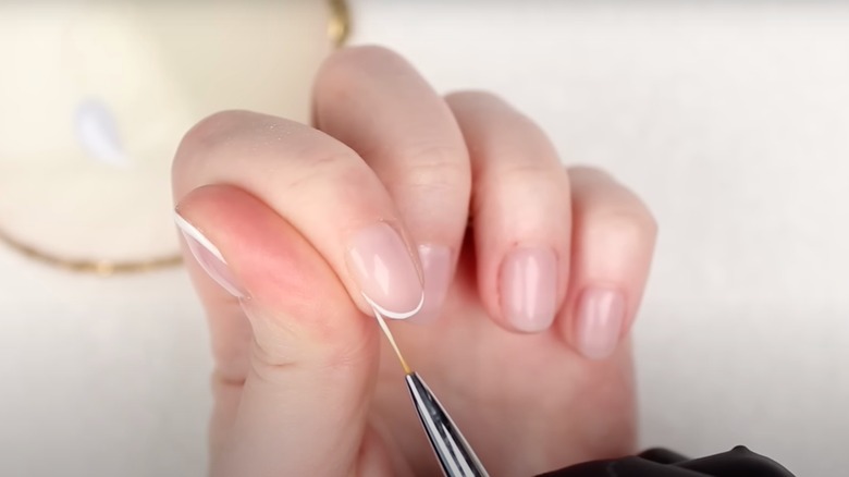 French manicure, short nail brush 