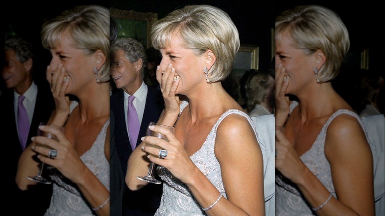 Princess Diana laughing with French tips