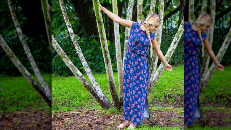 Spring-themed column dress