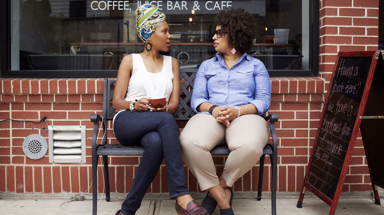 Two women having coffee