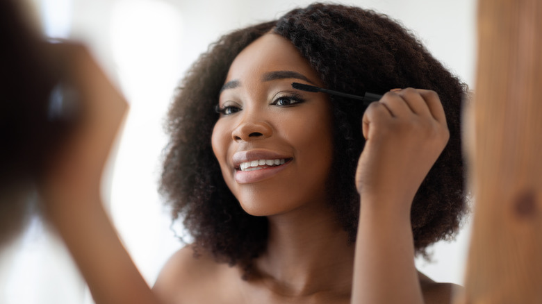 woman wearing mascara