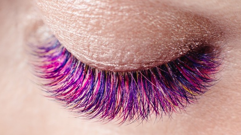 Bold purple eyelashes