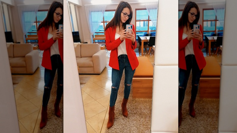 woman in red blazer