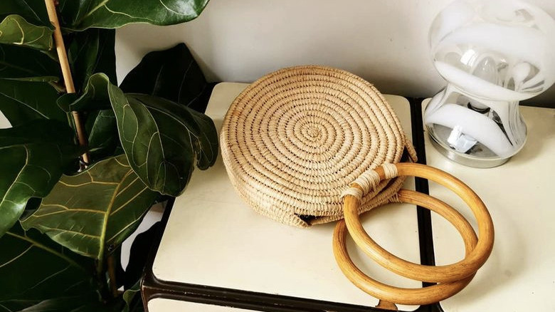 raffia bag on table