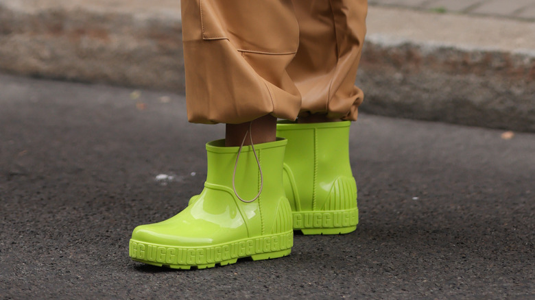 Lime green rain boots