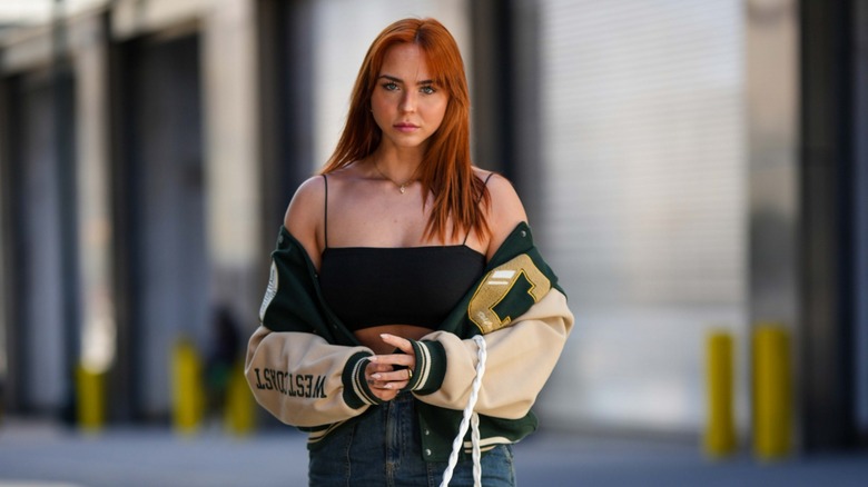 woman with dark red clay hair