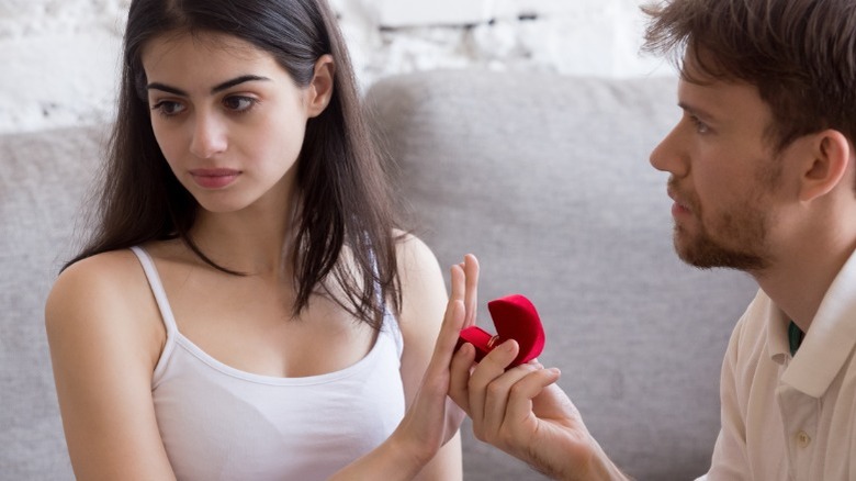 Woman denying marriage proposal