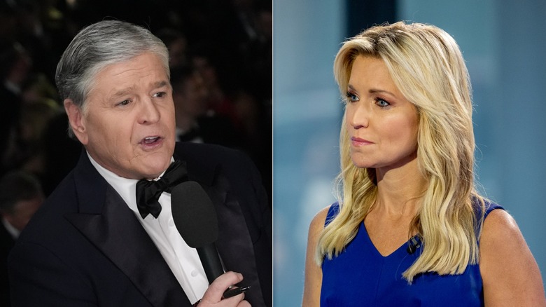 Sean Hannity in a tux Ainsley Earhardt wearing a blue dress