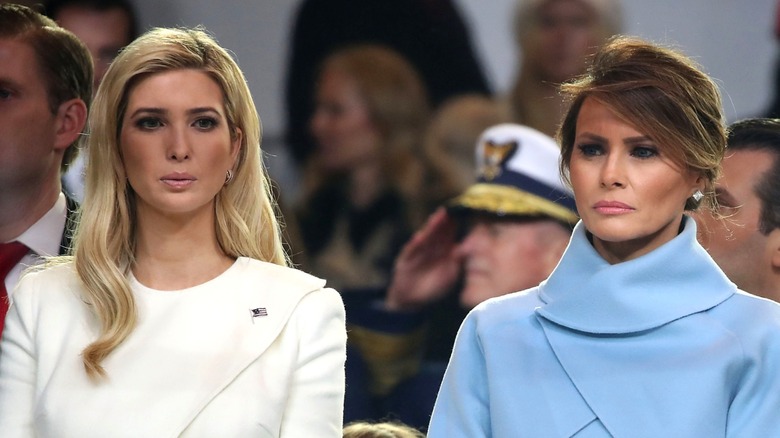 Ivanka and Melania Trump standing together at the 2017 presidential inauguration.