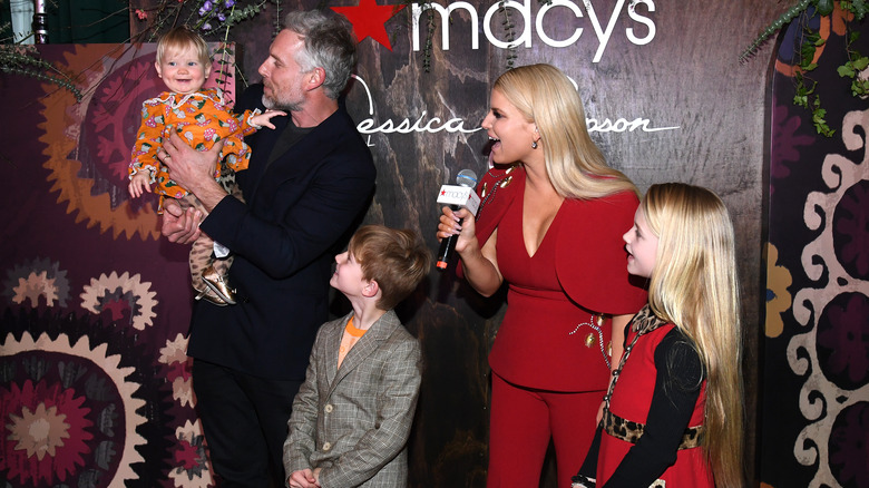 Jessica Simpson and Eric Johnson with their children.