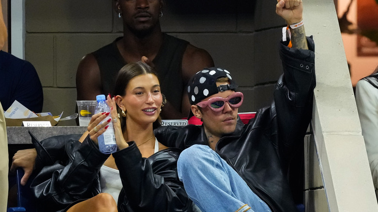 Justin and Hailey Bieber cheering