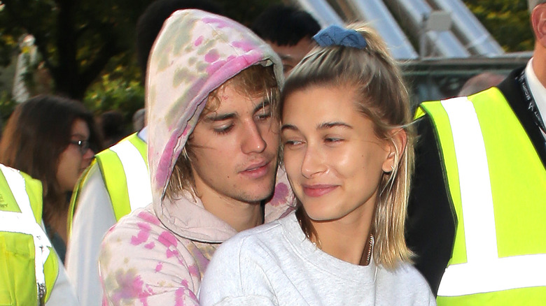 Justin and Hailey Bieber hugging