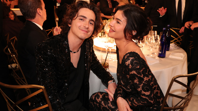 Kylie Jenner and Timothée Chalamet at the 2024 Golden Globe Awards.