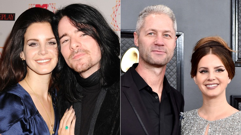 Side-by-side of Lana Del Rey with ex Barrie-James O'Neill and Del Rey with ex Sean Larkin.