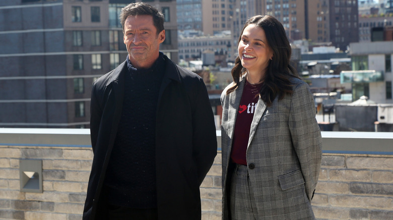 Sutton Foster and Hugh Jackman posing together.