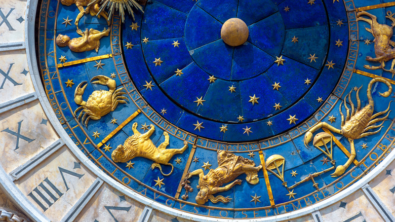 Close up of ancient zodiac calendar