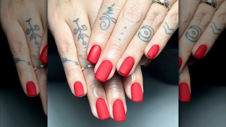 Matte red nails