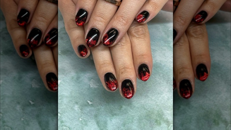 Red and black ombre nails