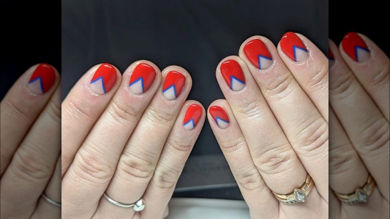 Red and blue nails