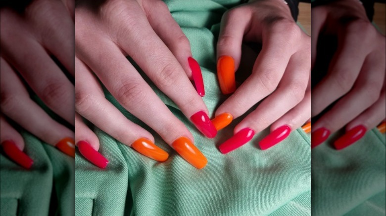 Orange and red nails