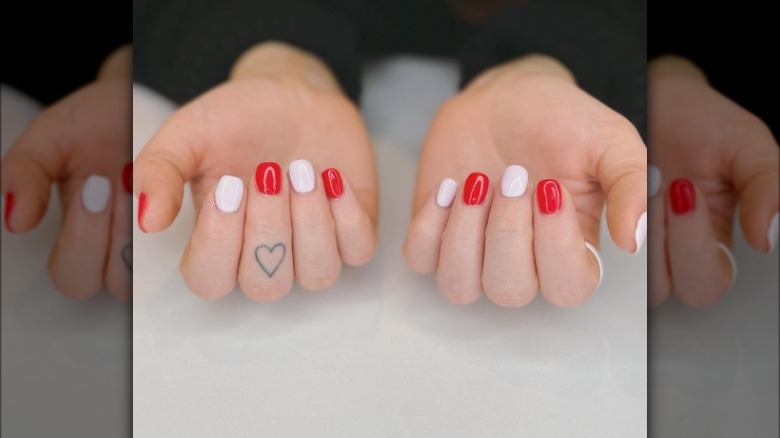 Red and white nails