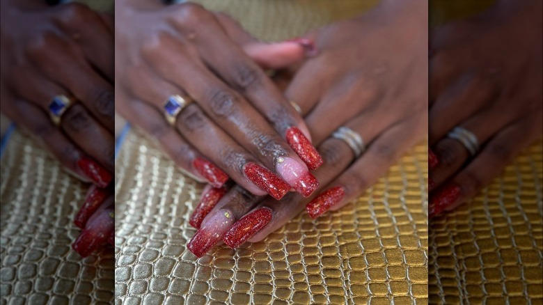 Red glitter nails