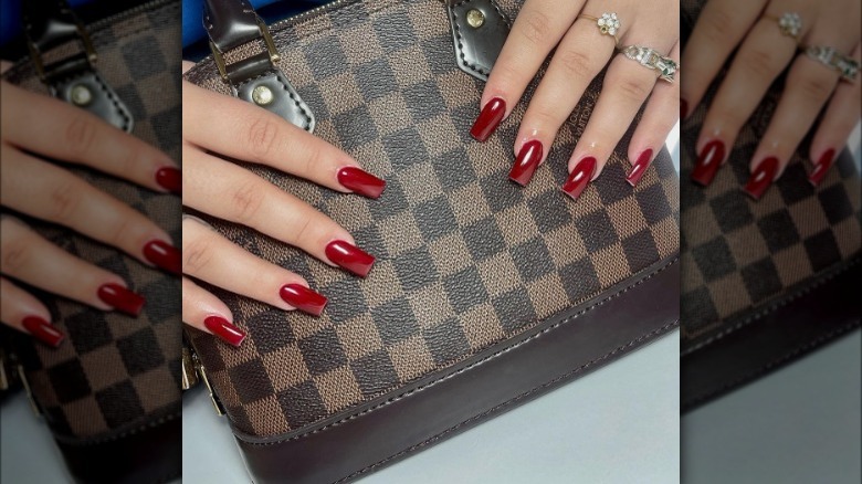 Dark red nails