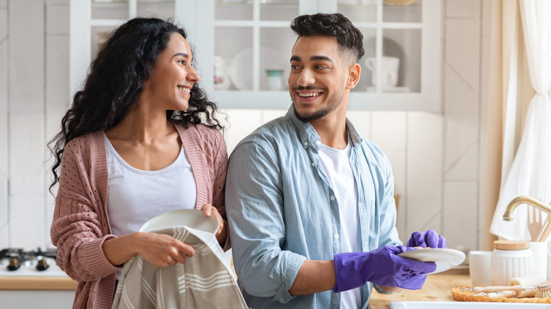 Doing dishes