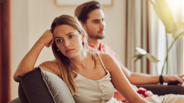 Unhappy couple after a fight