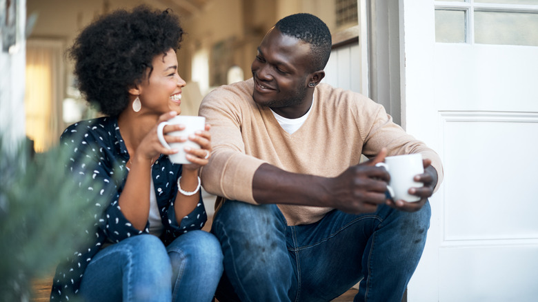 Smiling couple communicating