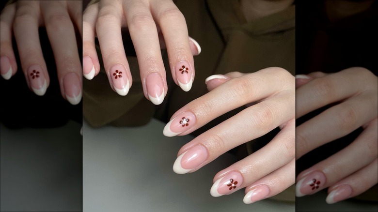 Woman with a french manicure 