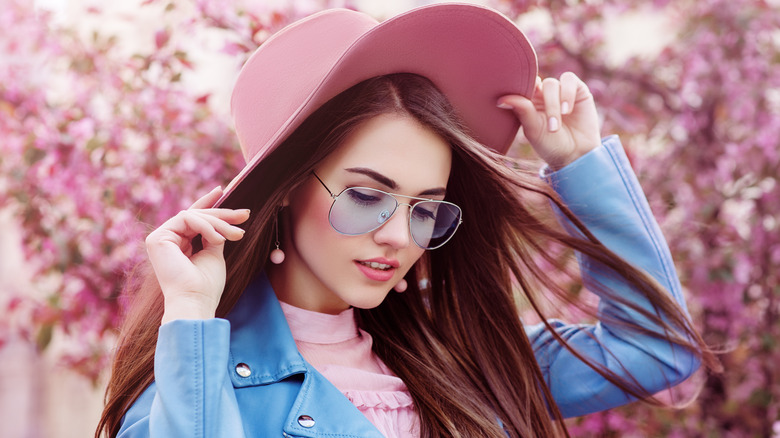 Woman wearing aviator glasses